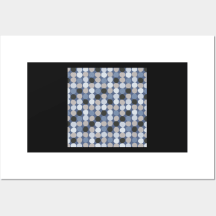 Midcentury Modern Dots - Shades of Blue and Gray Palette Posters and Art